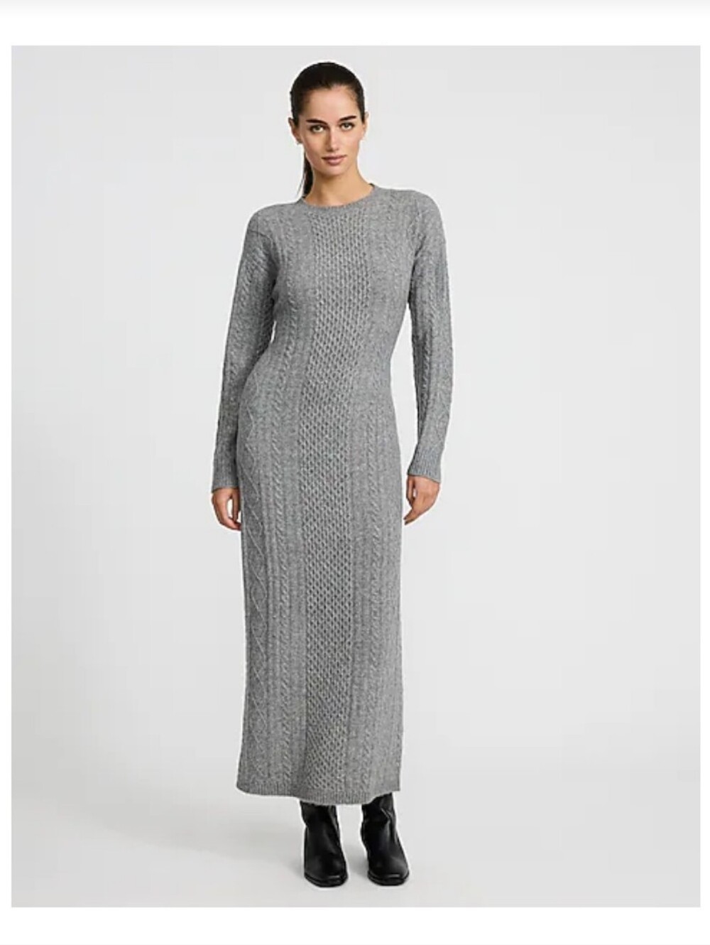 Express Cable-Knit Long Sleeve Maxi Dress - Gray SZ S NWTs